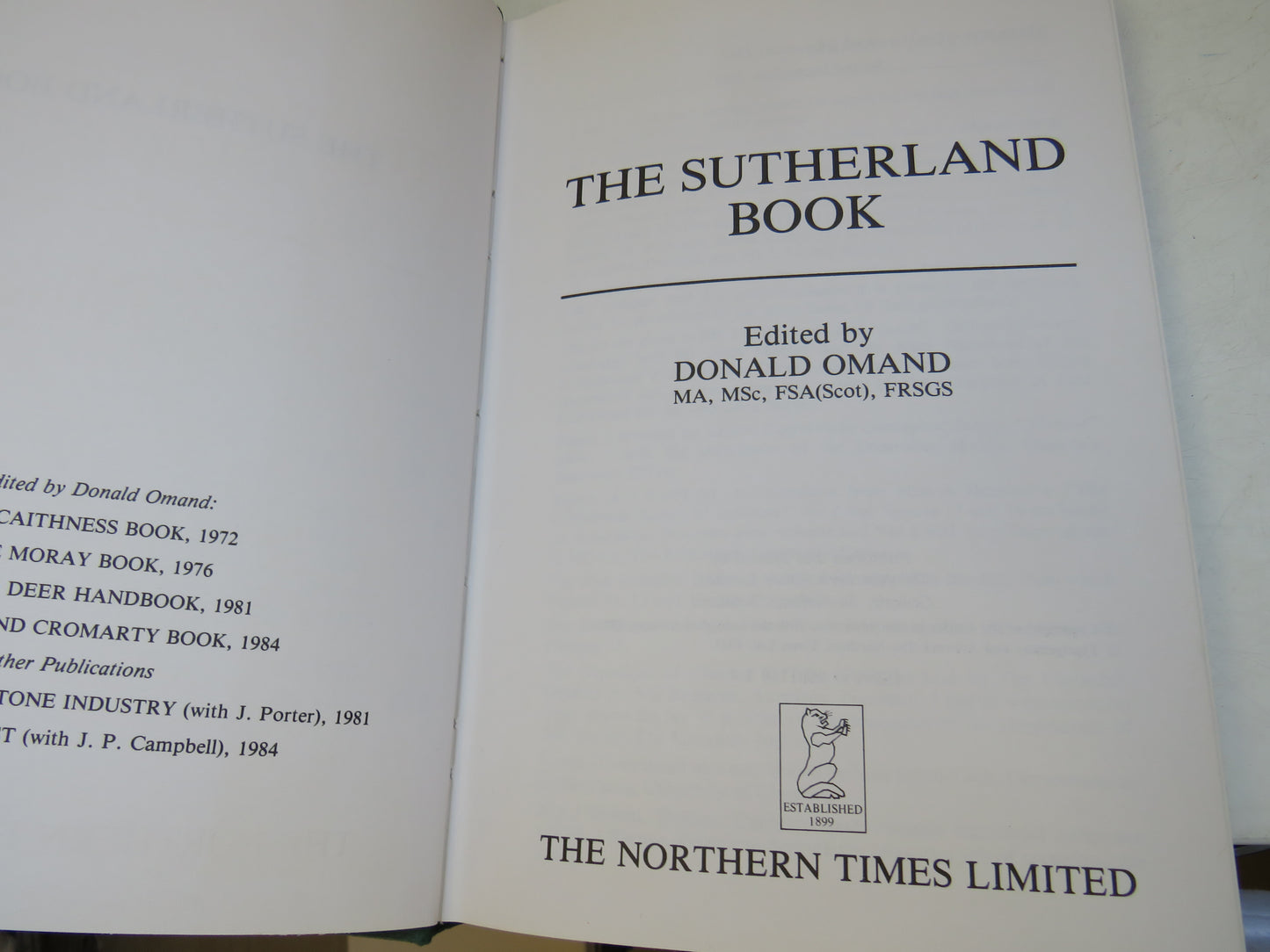 The Sutherland Book Edited By Donald Omand 1985