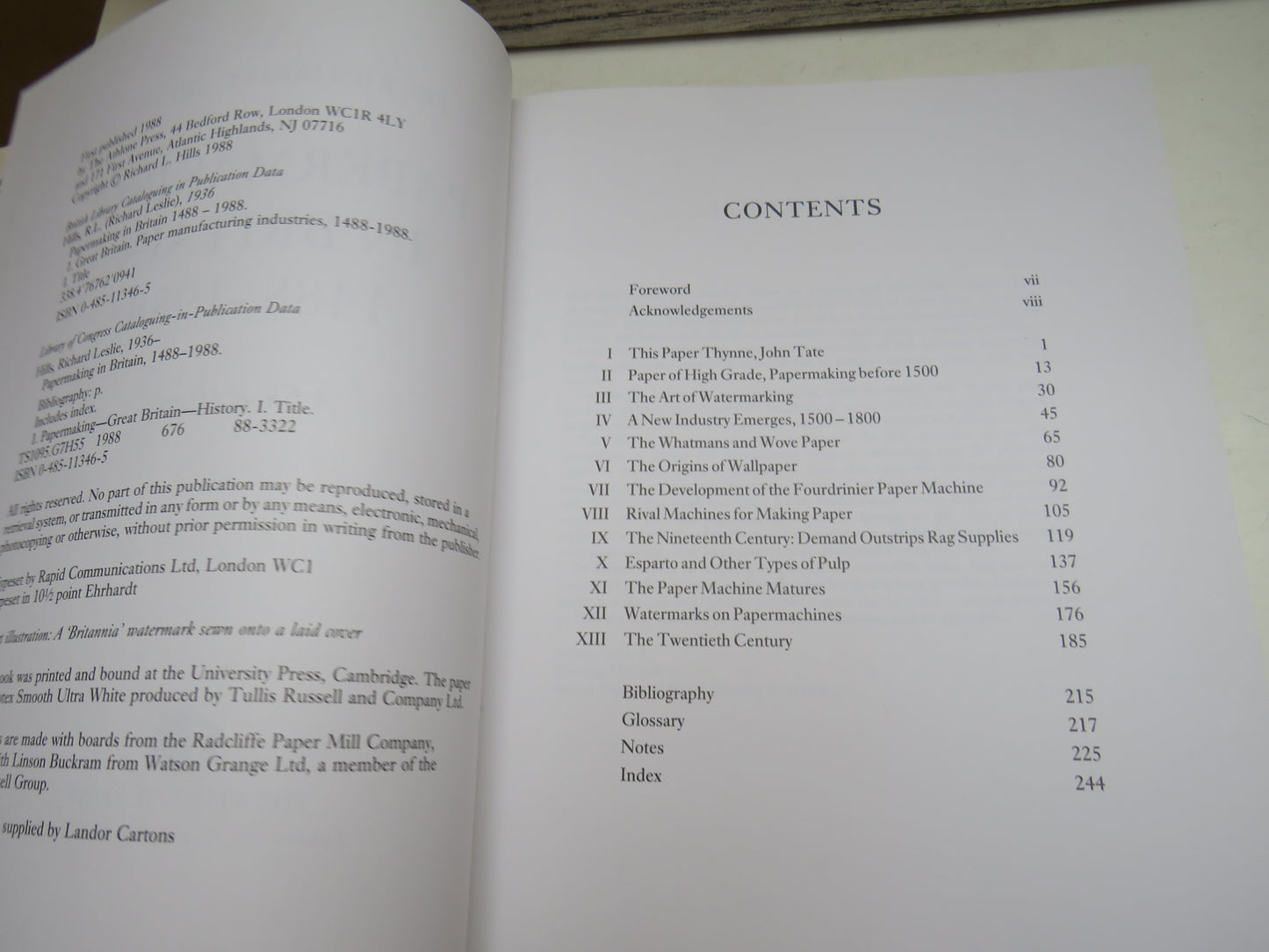Papermaking In Britain 1488-1988 A Short History By Dr Richard L. Hills 1988