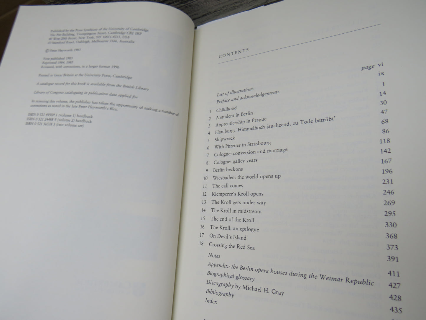 Otto Klemperer His Life and Times Volume I 1885-1933 By Peter Heyworth 1996