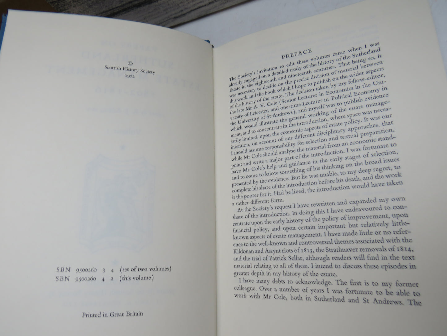 Papers On Sutherland Estate Management 1802-1816 Edited By R.J. Adam Volume I 1972