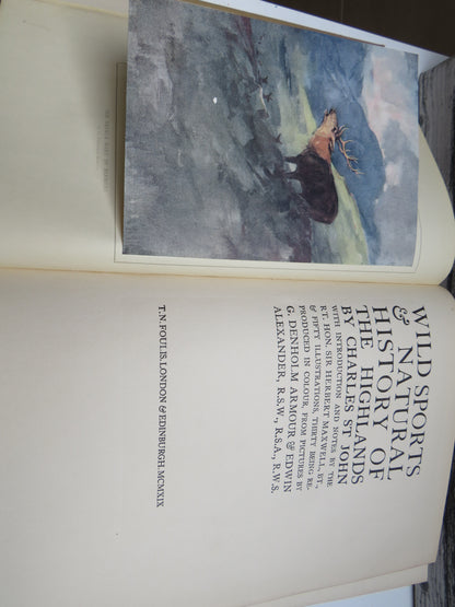 Wild Sports & Natural History of the Highlands By Charles St John 1919 1st Edition
