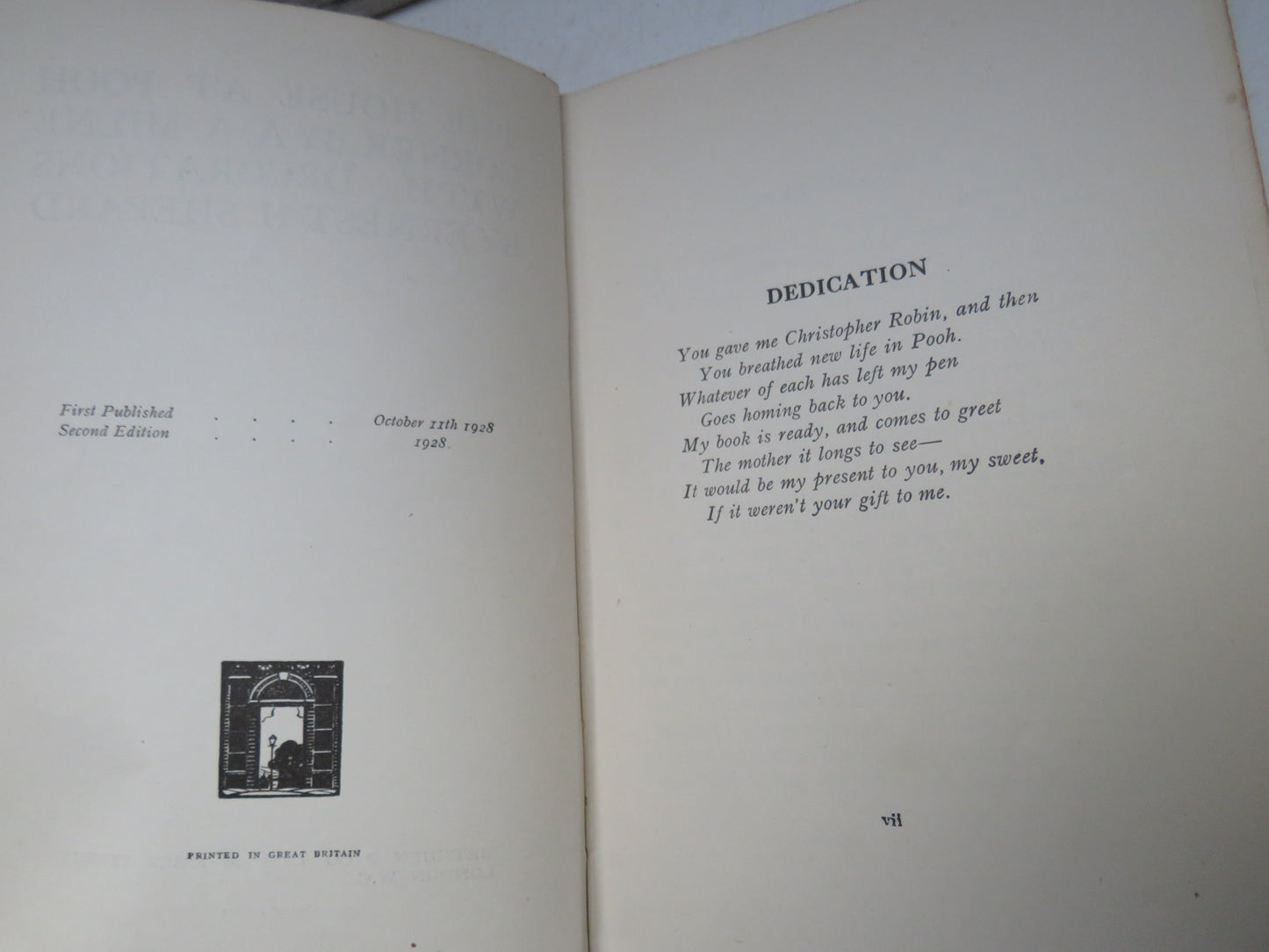 The House At Pooh Corner By A. A. Milne 1928 2nd Edition