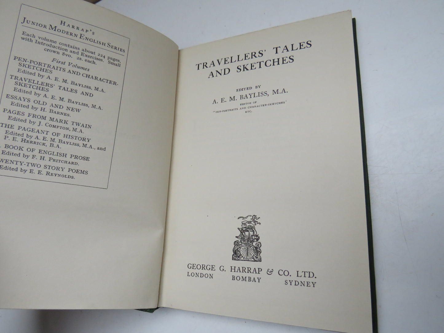 Traveller's Tales and Sketches Edited By A. E. M. Bayliss 1929 Antique Book