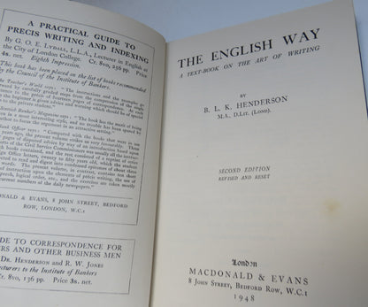 The English Way, A Text-book on the Art of Writing by B. L. K. Henderson, 1948 book image 4