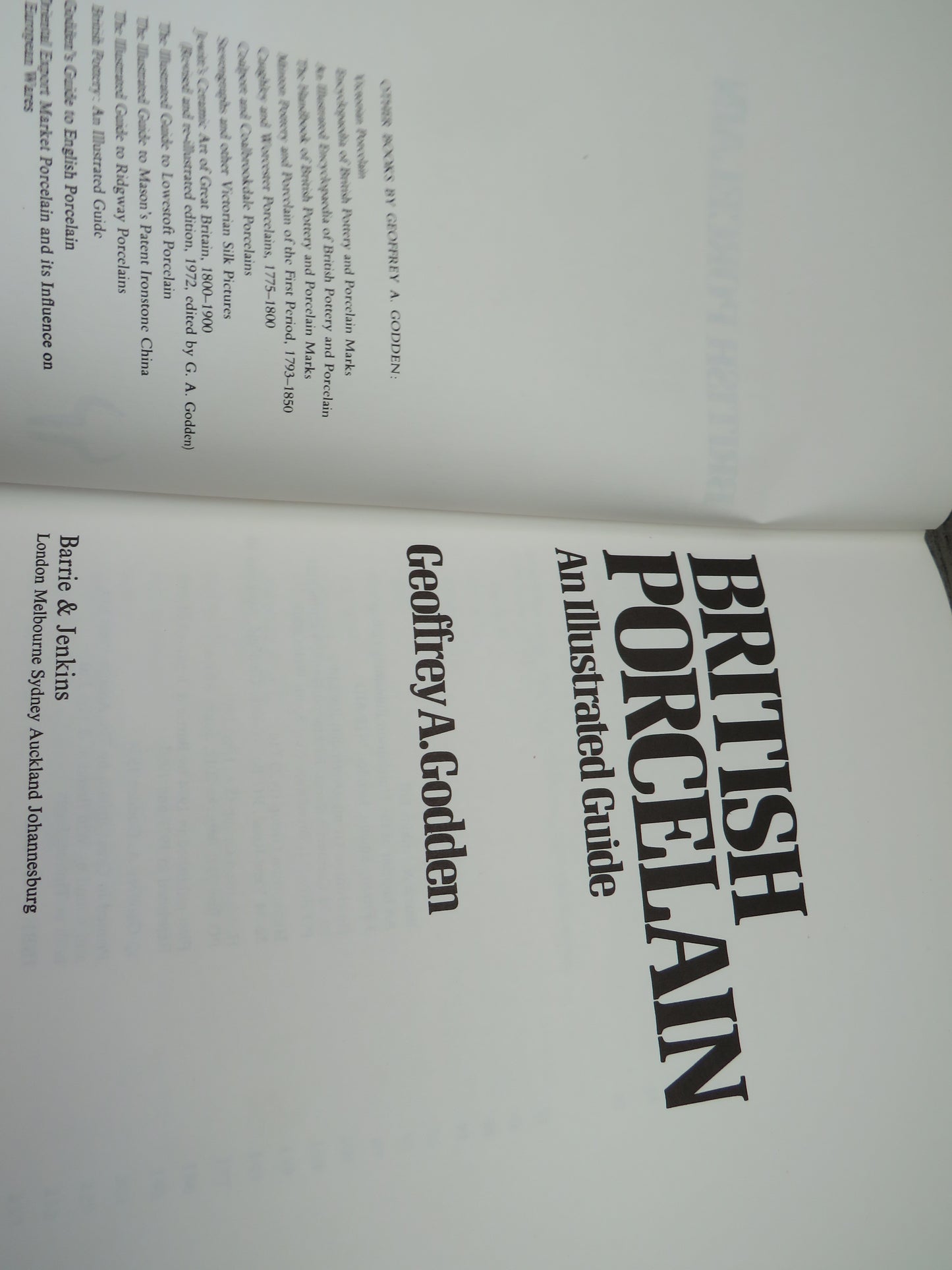 British Porcelain An Illustrated Guide By Geoffrey A. Godden 1980