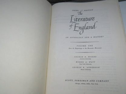 The Literature of England An Anthology and a History Volume One 1947