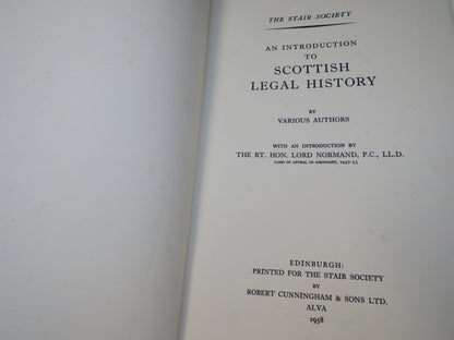 An Introduction To Scottish Legal History By Various Authors The Stair Society 1958 book image 5