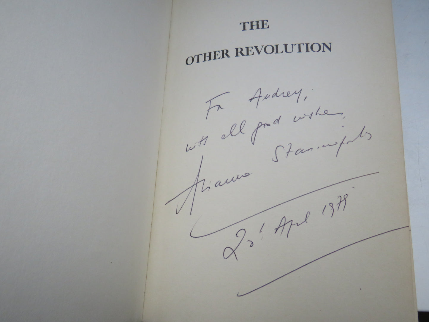The Other Revolution By Arianna Stassinopoulos 1979 Author Inscribed