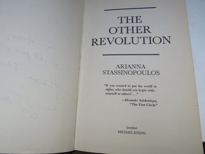 The Other Revolution By Arianna Stassinopoulos 1979 Author Inscribed