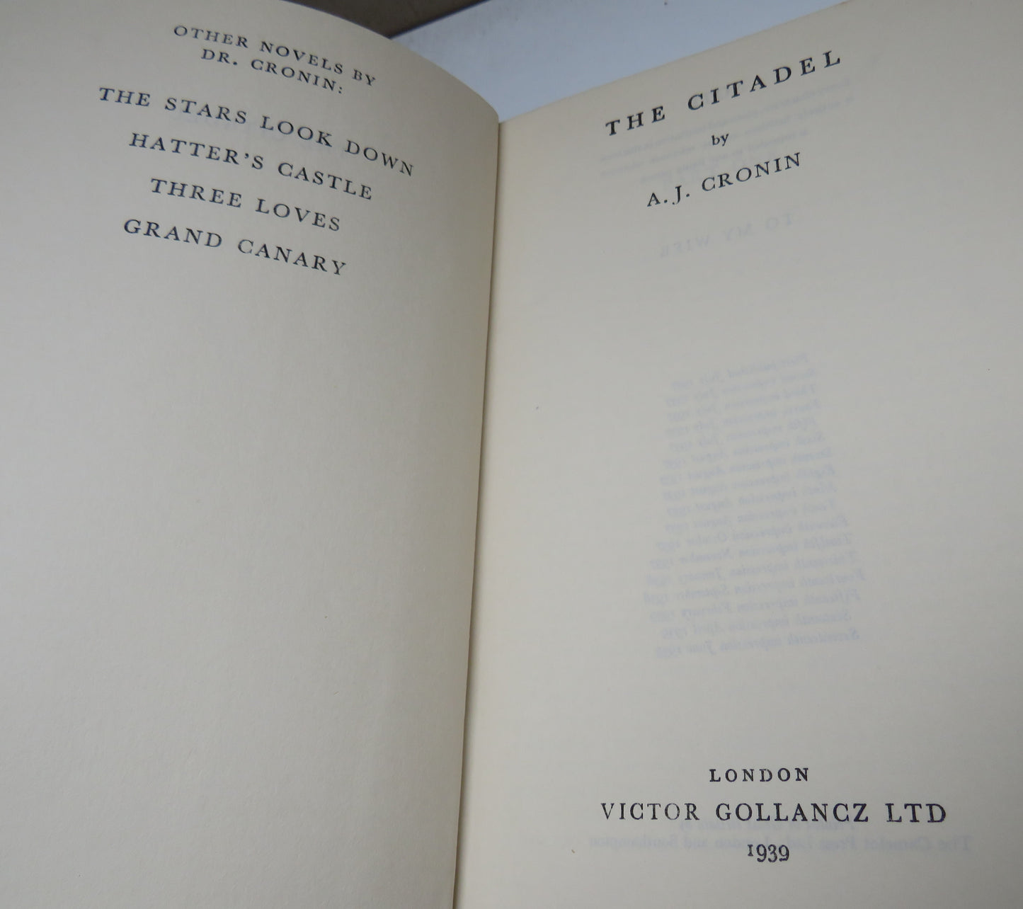 The Citadel by A. J. Cronin, 1939