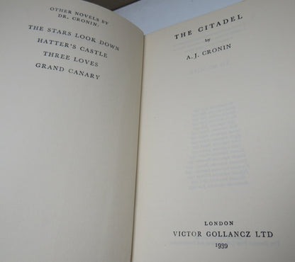 The Citadel by A. J. Cronin, 1939 book image 4