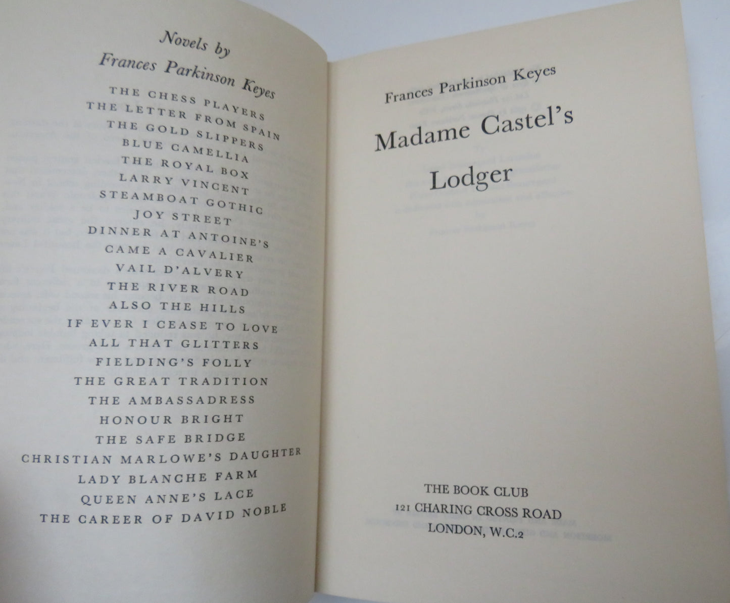 Madame Castel's Lodger By Francis Parkinson Keyes 1963