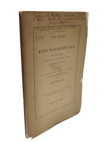 Two Leaves Of King Waldere's Lay 1860 - Donated By The Author & Signed book front cover