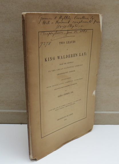 Two Leaves Of King Waldere's Lay 1860 - Donated By The Author & Signed book image 2
