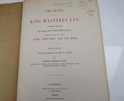 Two Leaves Of King Waldere's Lay 1860 - Donated By The Author & Signed book image 5