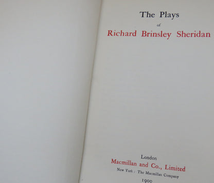 The Plays Of Richard Brinsley Sheridan 1900 book image 3