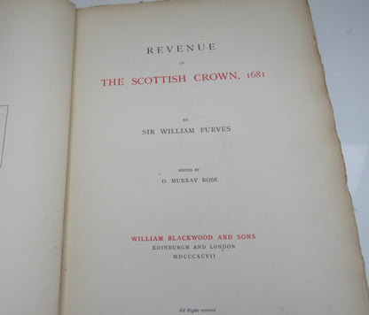 Revenue Of The Scottish Crown, 1681 By Sir William Purves 1897 book image 3
