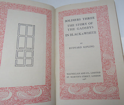 Soldiers Three The Story Of The Gadsbys In Black & White By Rudyard Kipling 1926 book image 3