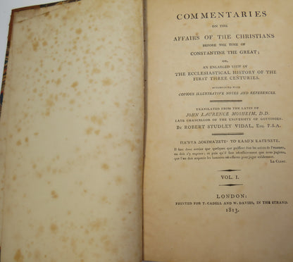 Commentaries On The Affairs Of The Christians Before The Time Of Constantine The Great Volume I 1813 book image 5