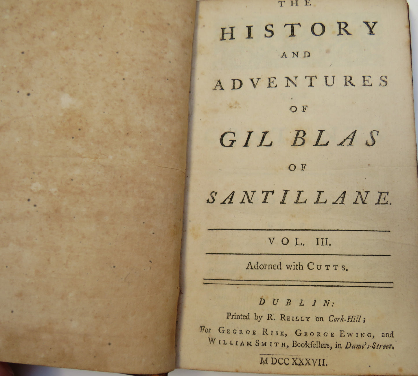 The History And Adventures Of Gil Blas Of Santillane Vol III 1737