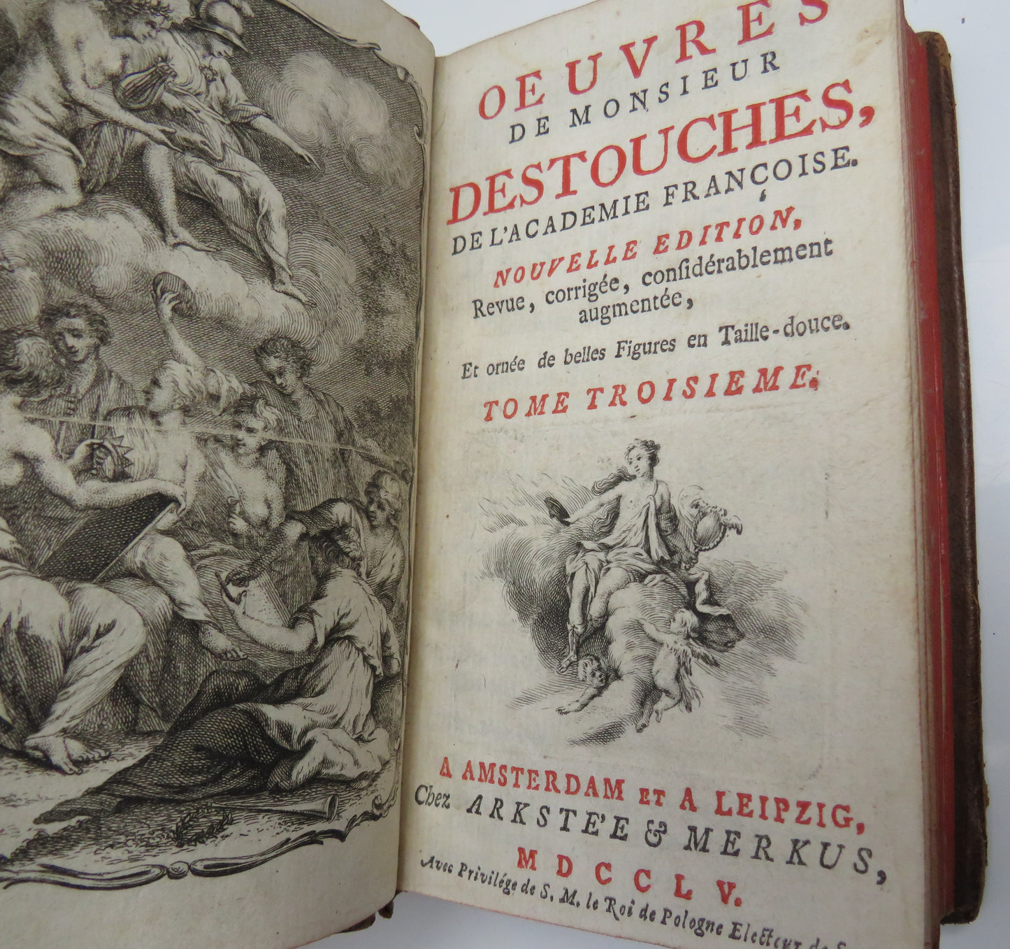 Oeuvres De Monsieur Destouches De L'Academie Fancoise Nouvelle Edition Volume III 1755 Antique French Book