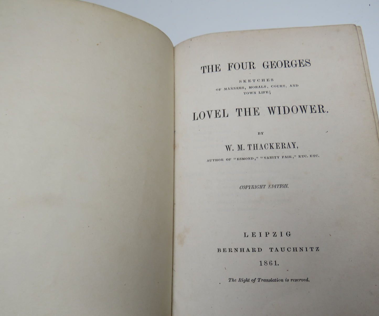 The Four Georges Lovel The Widower By W.M. Thackeray 1861