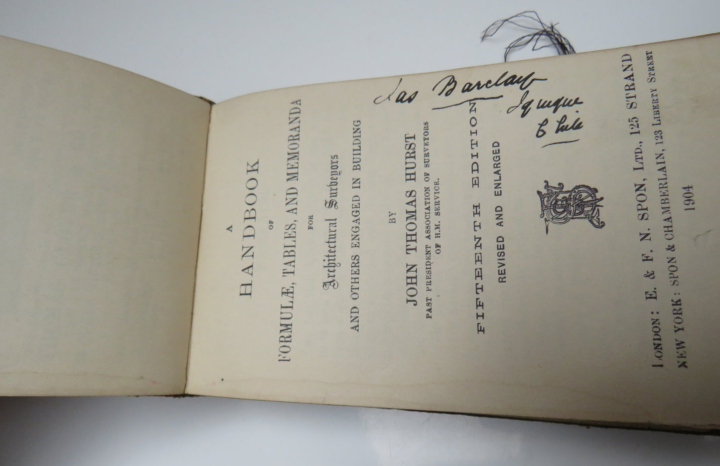 A Handbook Formulae Tables and Memoranda For Architectural Surveyors By John Thomas Hurst 1904