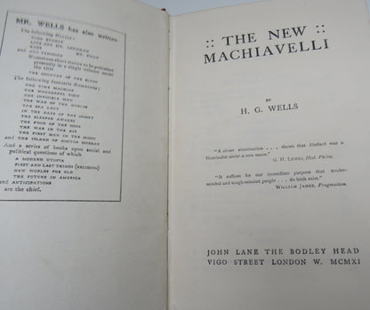 The New Machiavelli By H.G. Wells 2nd Edition 1911 book image 4