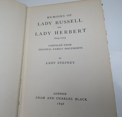 Memoirs Of Lady Russell And Lady Herbert 1623-1723 By Lady Stephney 1898 book image 3
