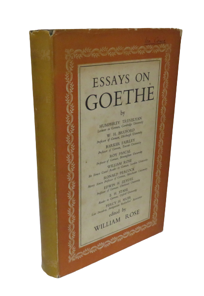 Essays On Goethe Edited By William Rose 1949 book front cover