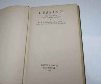 Lessing The Founder Of Modern German Literature By H.B. Garland 1937 1st Edition book image 4