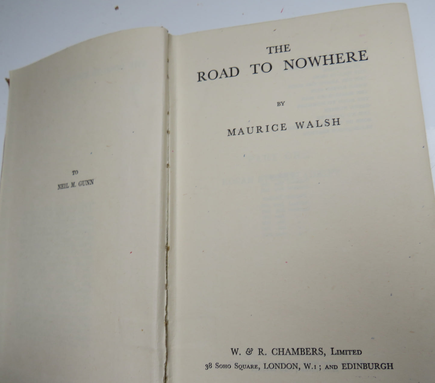 The Road To Nowhere By Maurice Walsh 1941