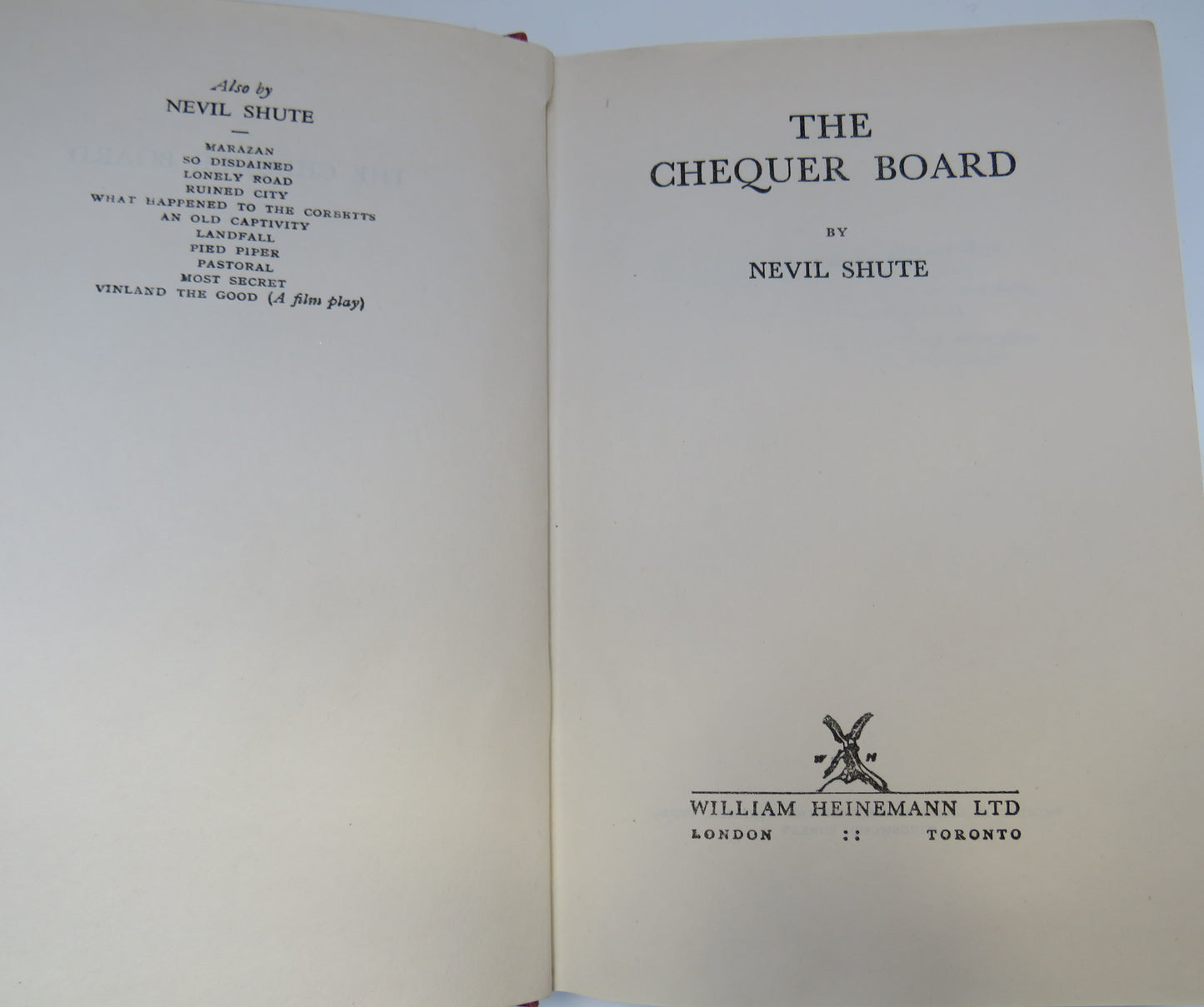 The Chequer Board By Nevil Shute 1947 1st Edition