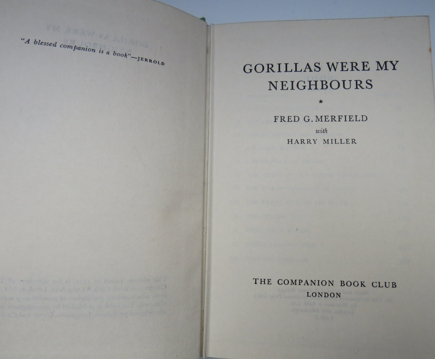 Gorillas Were My Neighbours By Fred G.Merfield