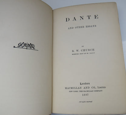 Dante And Other Essays By R.W. Church 1897 book image 4