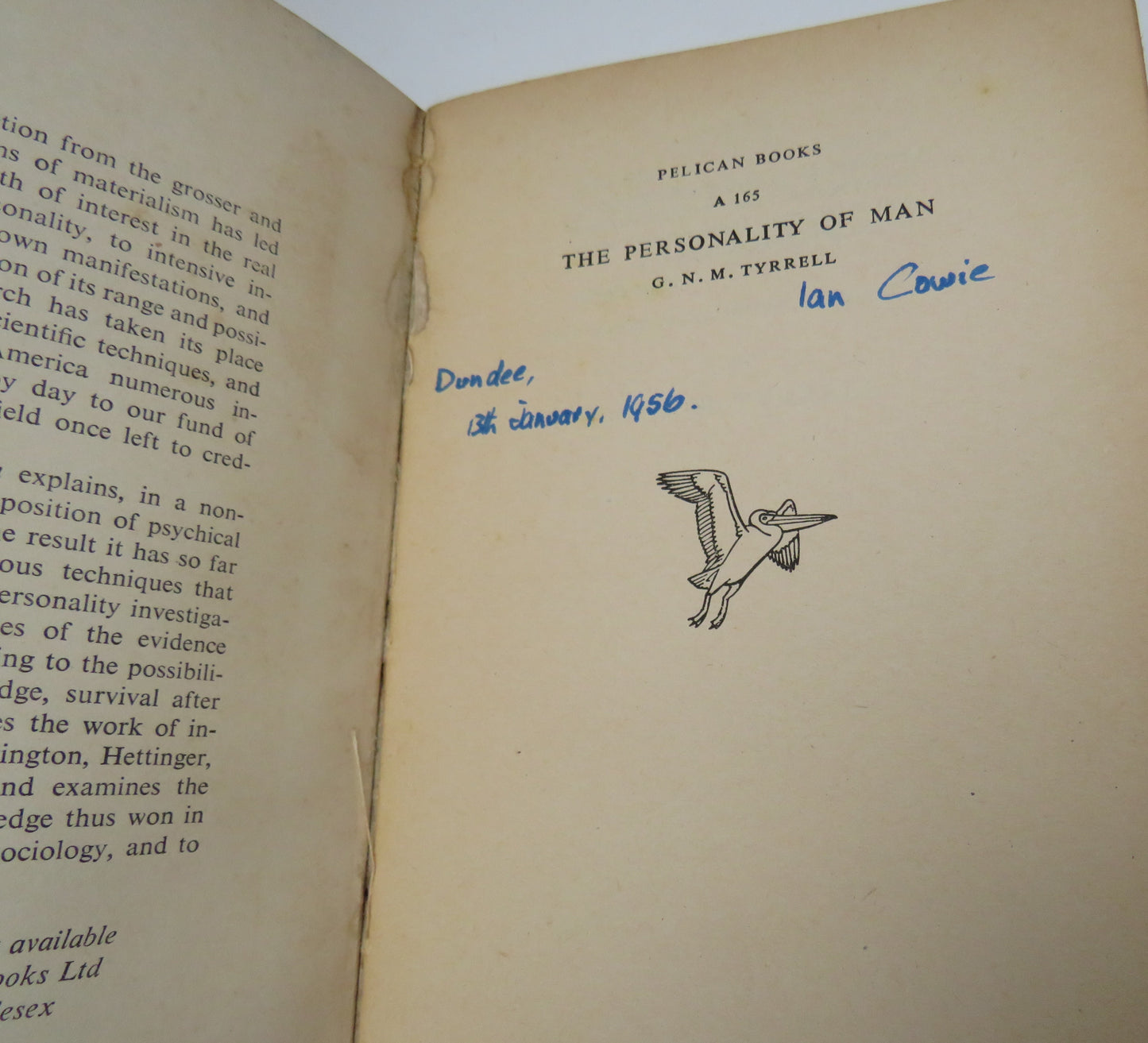 The Personality Of Man By G.N.M. Tyrrell 1954 Pelican Book