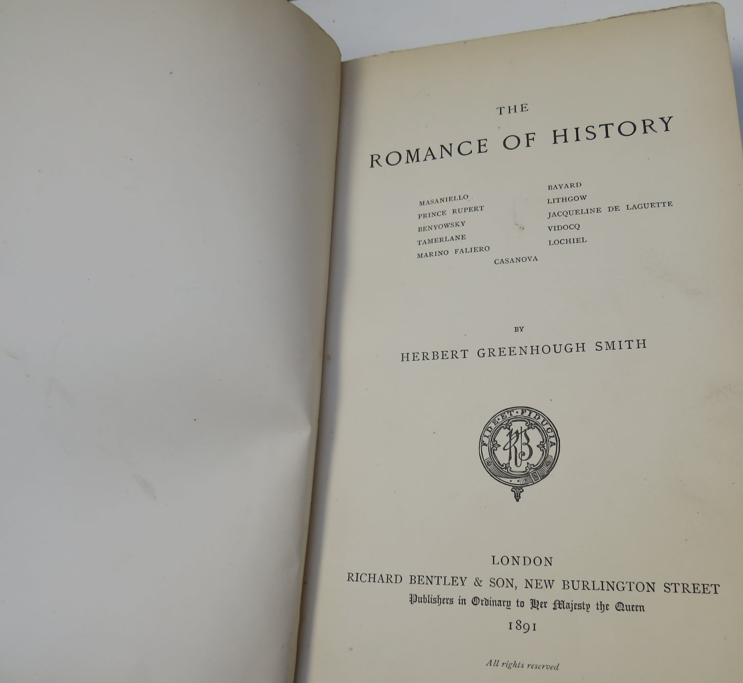 The Romance Of History By Herbert Greenhough Smith 1891