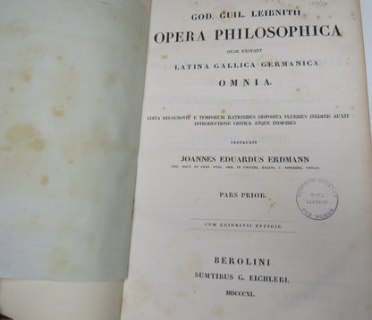 God. Guil. Leibnitii Opera Philosophica Quae Exstant Latina Gallica Germanica Omnia 1840 book image 6