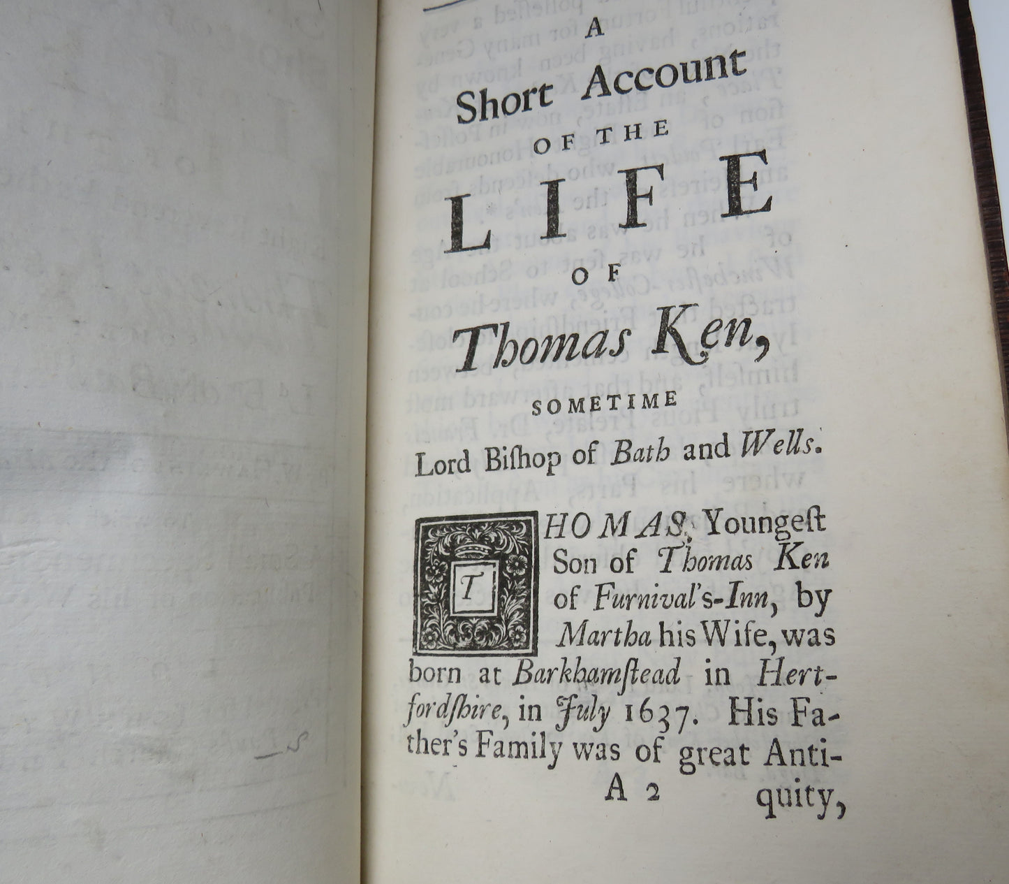 A Short Account Of The Life Of The Right Reverend Father In God Thomas Ken D.D By H.Hawkins 1713