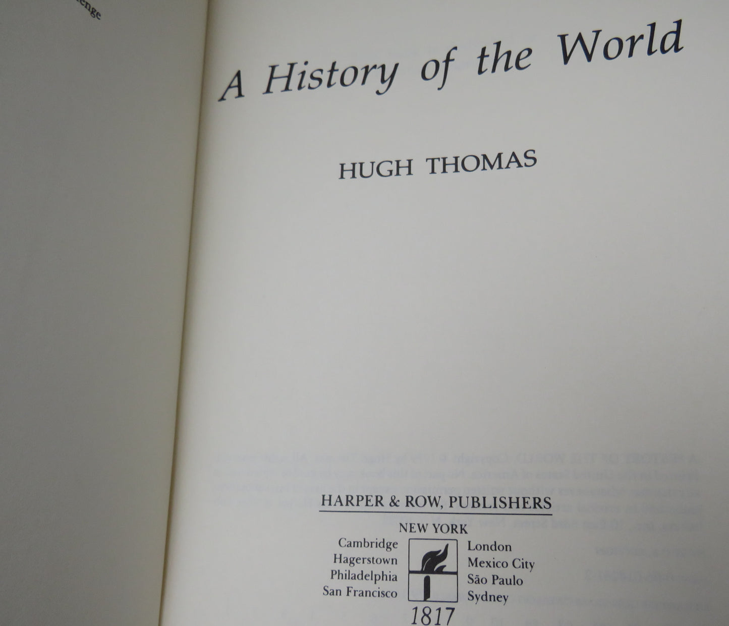 A History Of The World By Hugh Thomas 1979