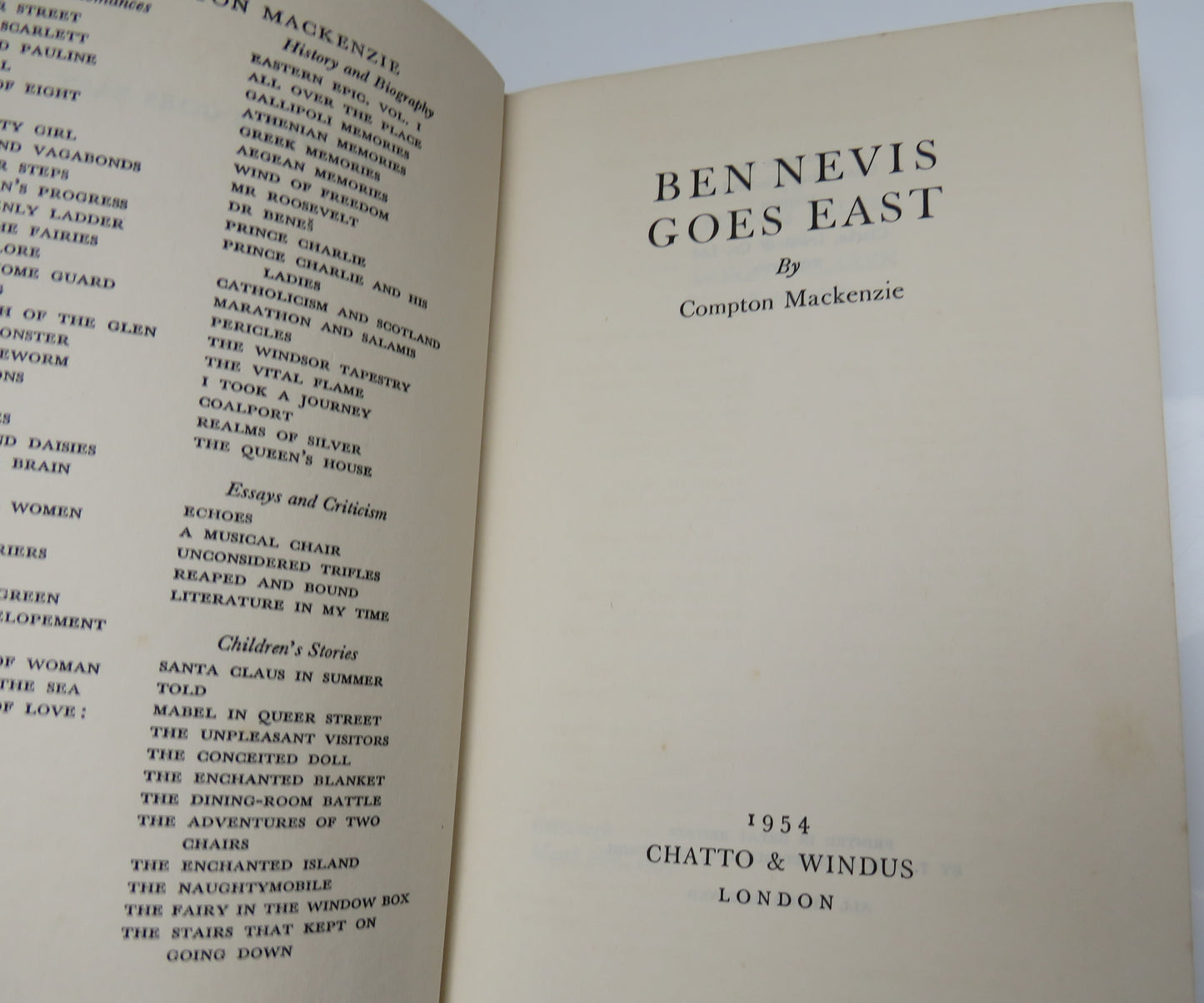 Ben Nevis Goes East By Compton Mackenzie 1954