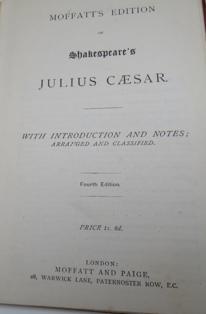Moffatt's Edition Of Shakespeare's Julius Caesar 4th Edition book image 4
