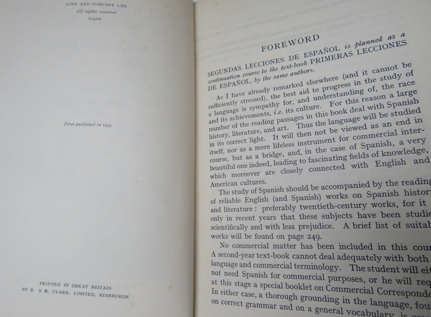 Segundas Lecciones De Espanol By C. Marcial Dorado 1935 1st Edition