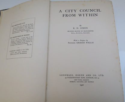 A City Council From Within by E.D Simon 1926 book image 3