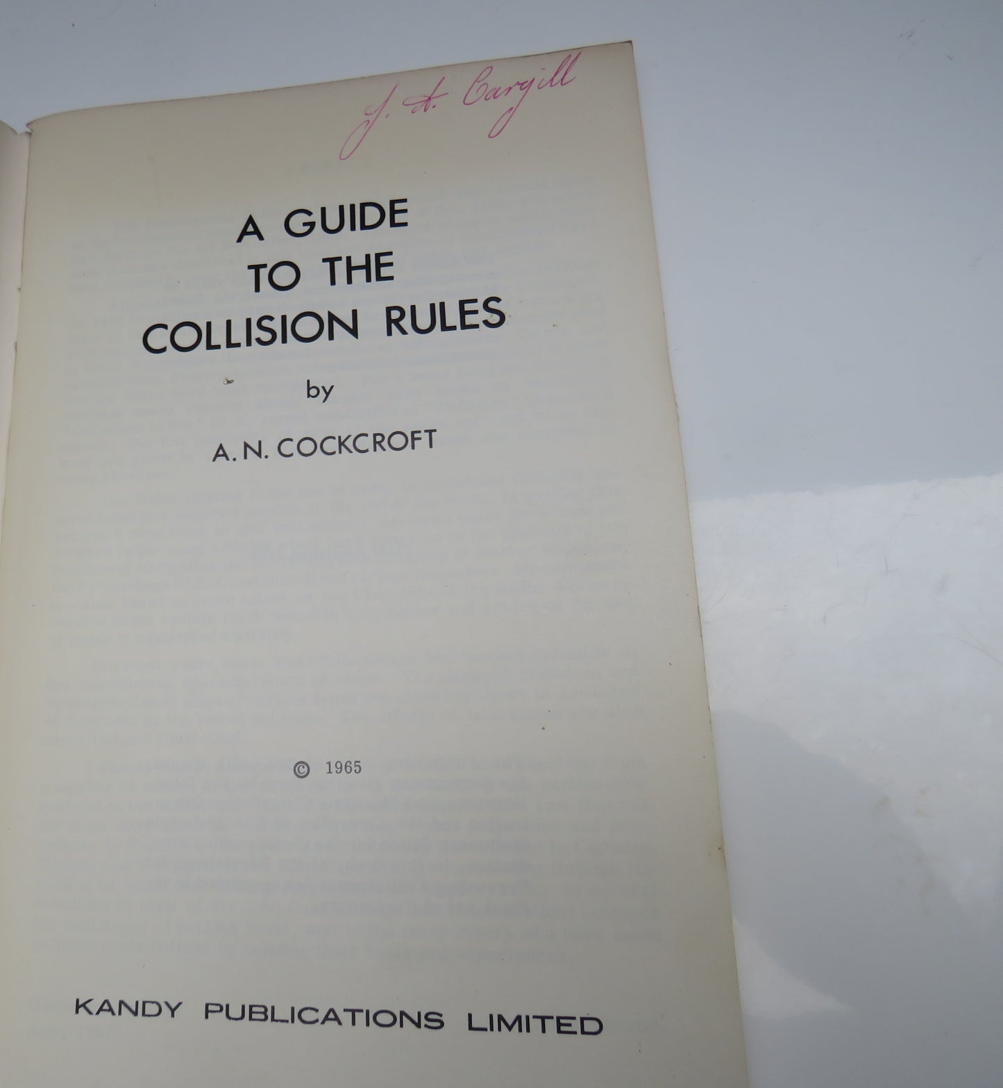 A Guide To The Collision Rules By A.N. Cockcroft 1965