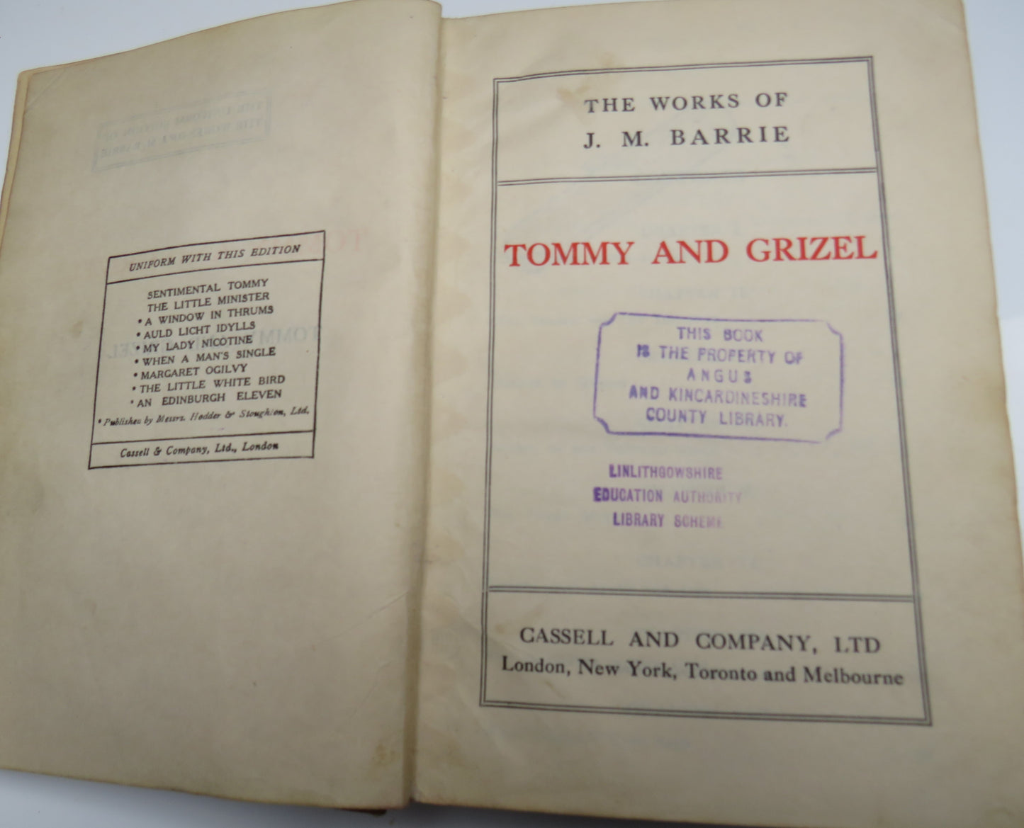 The Works of J.M. Barrie Tommy and Grizel