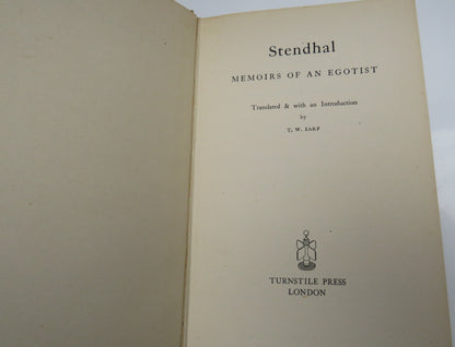 Stendhal Memoirs Of An Egotist Translated & With An Introduction By T.W.Earp 1949 1st Edition book image 3