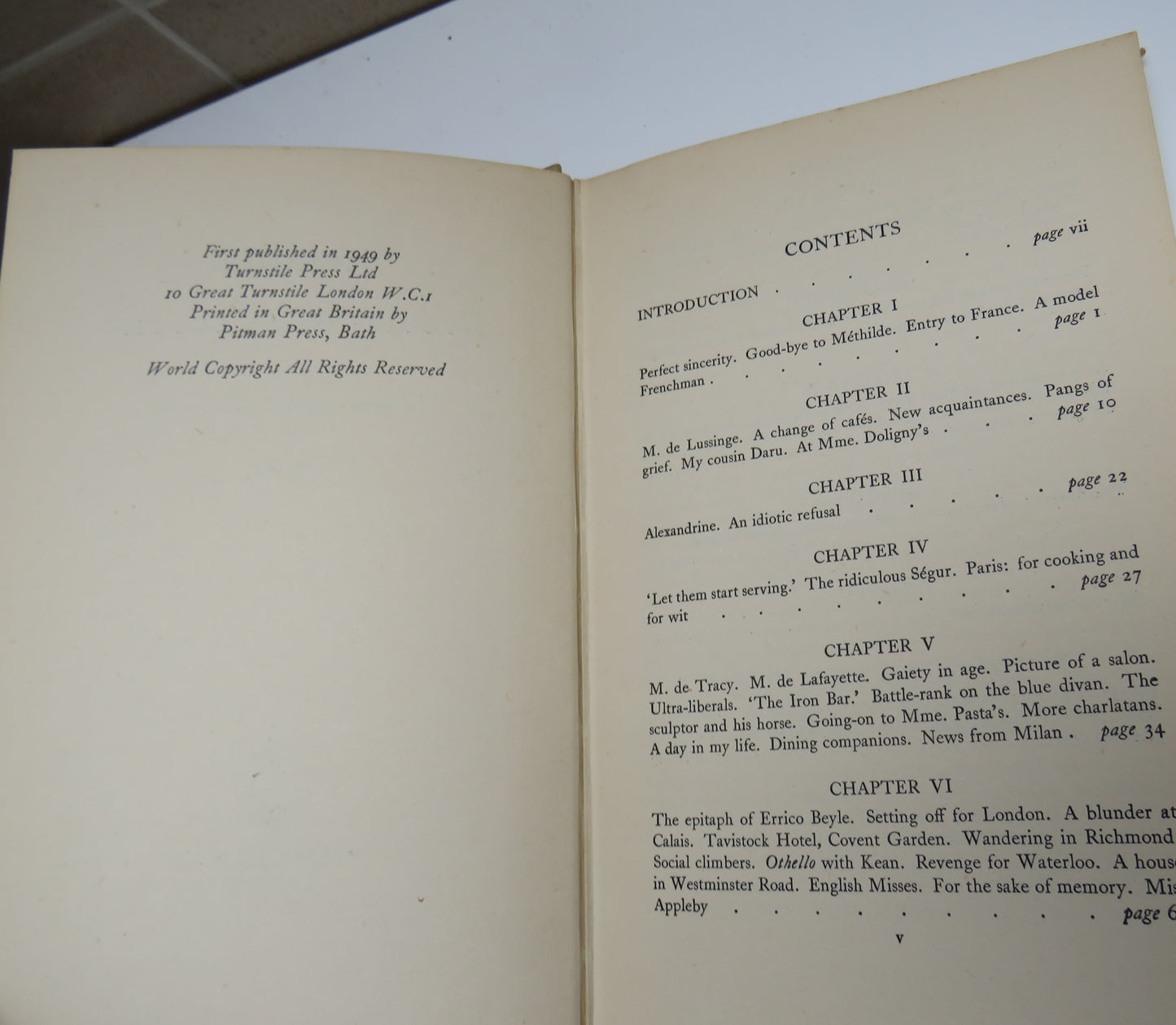 Stendhal Memoirs Of An Egotist Translated & With An Introduction By T.W.Earp 1949 1st Edition