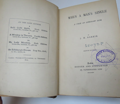 When A Man's Single A Tale Of Literary Life By J.M.Barrie 1894 book image 4
