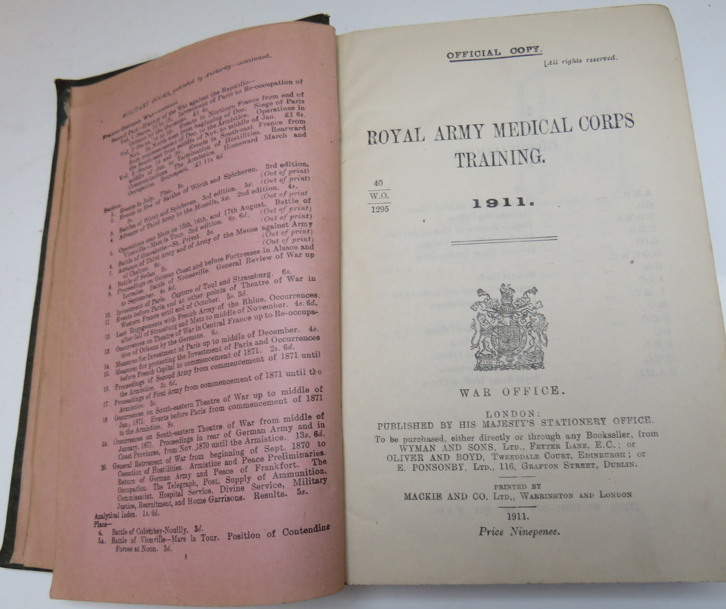 Royal Army Medical Corps Training 1911 - Official Copy